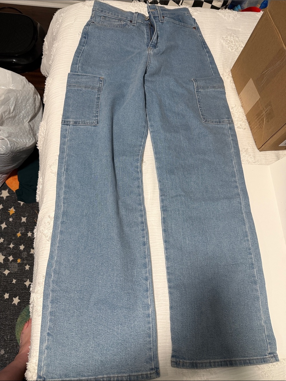 Signature by Levi Strauss Light Blue Wide Leg Cargo Jeans